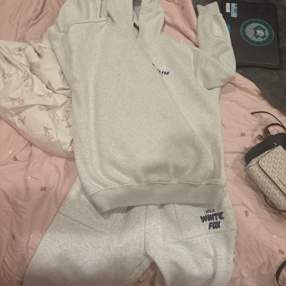 White Fox Boutique Gray Hoodie and Sweatpants Set